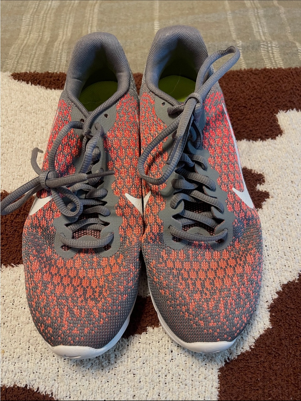 Nike Gray and Coral Knit Sneakers